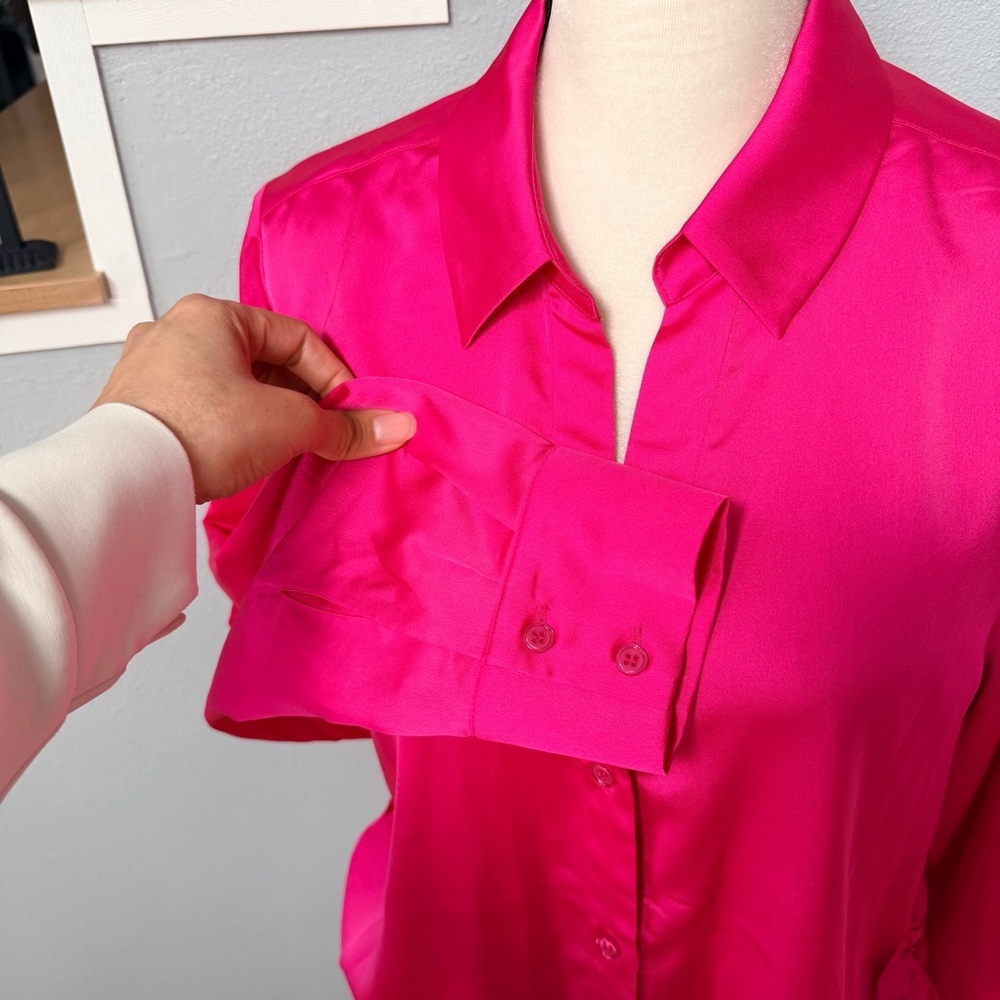 Sanctuary Hot Pink Satin Shirt - Picture 9 of 14